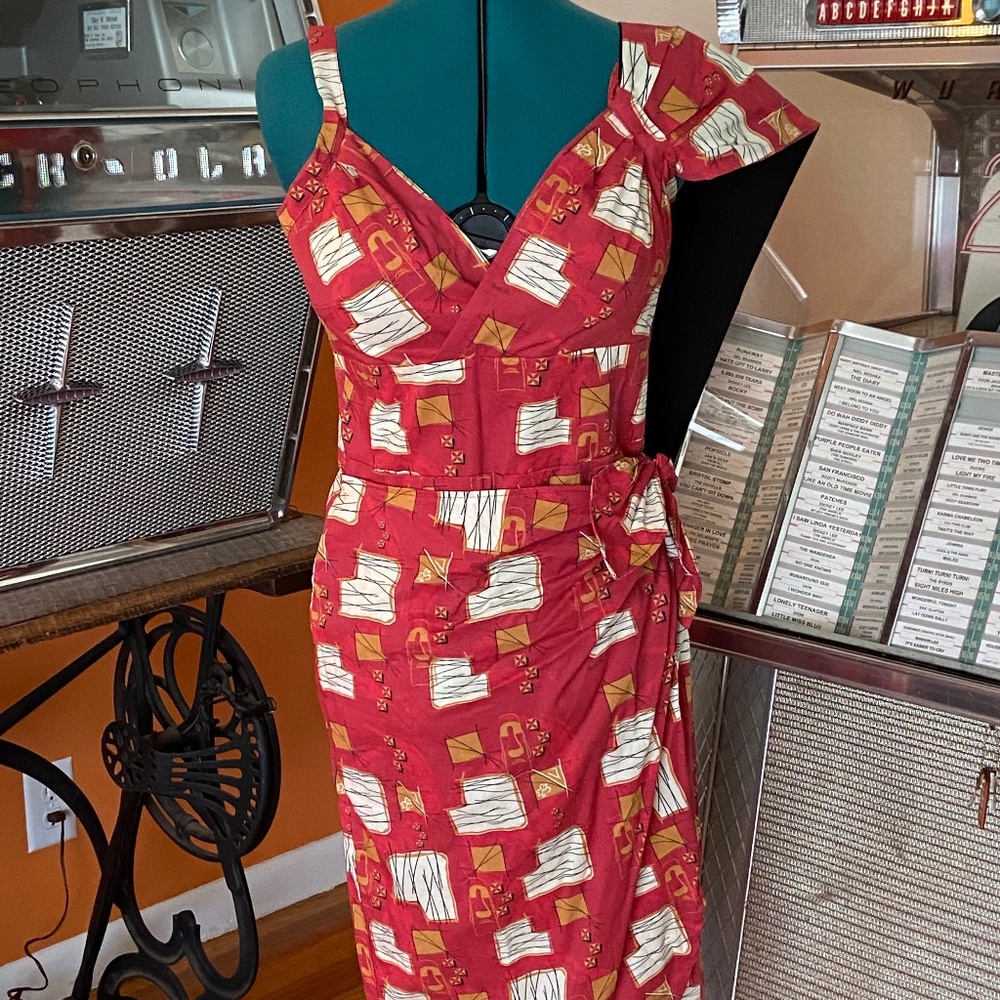 Denialle Von Fitch for The Oblong Box Shop Red Sarong dress Sz. L